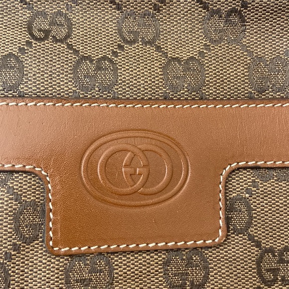 SOLD Vintage Authentic Gucci GG Monogram Tan Brown Crossbody Purse Handbag - Picture 6 of 16